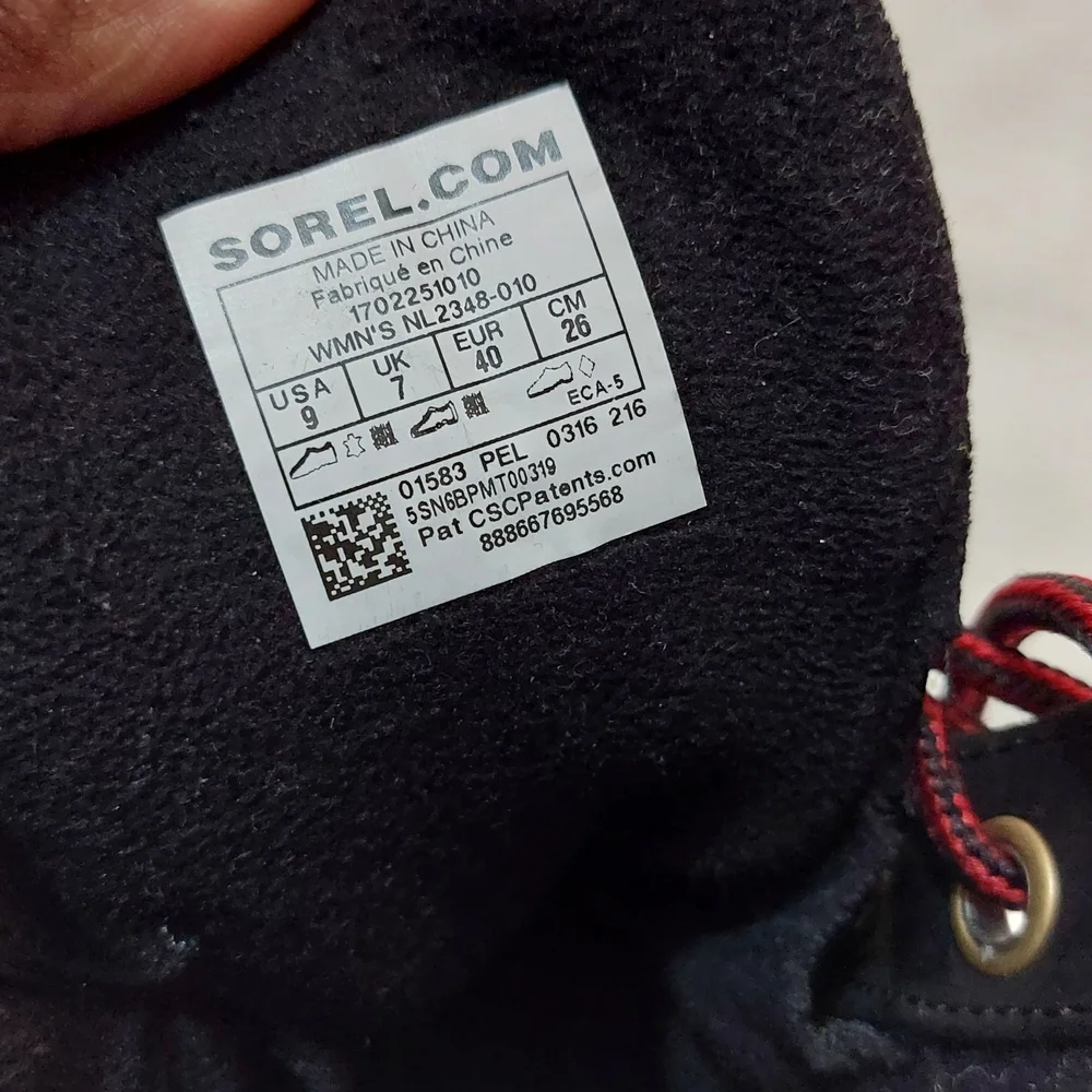 Sorel Black Ankle Boots with Red Accented Laces